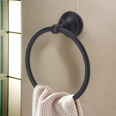 Click here to see Pfister BRB-TB0Y Pfister Tisbury 6in Wall Mounted Towel Ring with Mounting Hardware, All Metal Construction, Tuscan Bronze - BRB-TB0Y