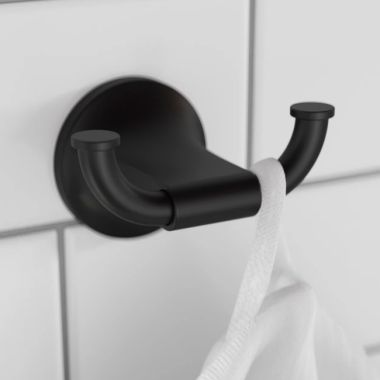 Click here to see Pfister BRH-PFM0B Pfister Pfirst Modern Double Robe Hook, Metal, Matte Black - BRH-PFM0B