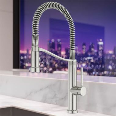 Click here to see Pfister GT529-BRUS Pfister Bruton One-Handle Semi-Pro Pull-Down Kitchen Faucet, 1.8 GPM, Stainless Steel - GT529-BRUS
