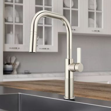 Click here to see Pfister GT-529-MTD Pfister Montay Single-Handle Pull-Down Kitchen Faucet, Auto-Align, TiteSeal, Pfast Connect, Pforever Seal, 1.8 GPM, Polished Nickel - GT529-MTD