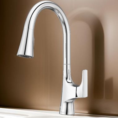 Click here to see Pfister GT529-NRC Pfister Norden Single-Handle Pull-Down Kitchen Faucet, Auto-Align, Pforever Seal, 1.8 GPM, Polished Chrome - GT529-NRC