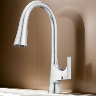 Click here to see Pfister GT529-NRS Pfister Norden Single-Handle Pull-Down Kitchen Faucet, Auto-Align, Pforever Seal, 1.8 GPM, Stainless Steel - GT529-NRS