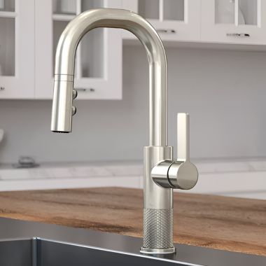 Click here to see Pfister GT572-MTD Pfister Montay Single-Handle Pull-Down BarPrep Kitchen Faucet, 1.8 GPM, Polished Nickel - GT572-MTD