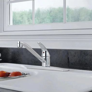 Click here to see Pfister J134-144C Pfister Pfirst Series Single-Handle Kitchen Faucet, Chrome - J134-144C