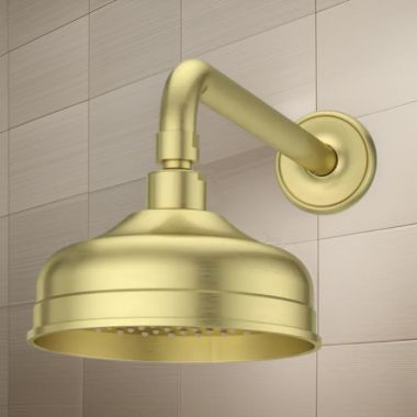 Click here to see Pfister LG15-TB0BG Pfister Tisbury Raincan Shower Head, 1-Function, Brushed Gold - LG15-TB0BG