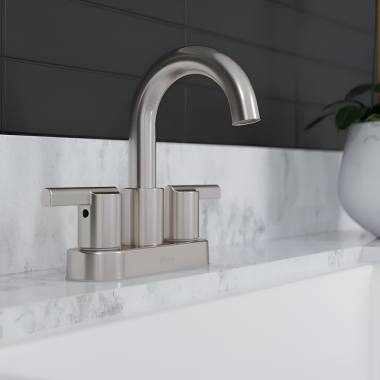 Click here to see Pfister LG48-BI0K PFISTER LG48-BI0K BRISLIN TWO HANDLE LAV FAUCET BRUSHED NICKEL