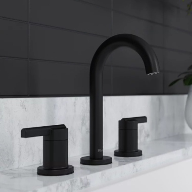 Click here to see Pfister LG49-BI0B PFISTER LG49-BI0B BRISLIN TWO HANDLE WIDESPREAD LAV FAUCET MATTE BLACK