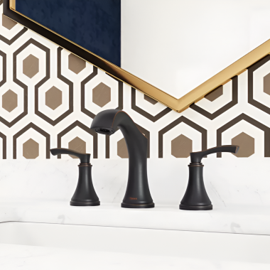 Click here to see Pfister LG49-WD0Y Pfister Woodbury Two-Handle Widespread Bathroom Faucet, Tuscan Bronze - LG49-WD0Y