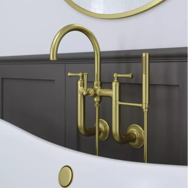 Click here to see Pfister LG6-3TBBG PFISTER LG6-3TBBG TISBURY WALL MOUNT TUB FILLER WITH SPRAY BRUSHED GOLD