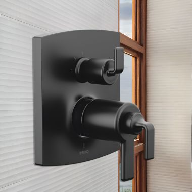 Click here to see Brizo T75P506-BLLHP Brizo Kintsu and Allaria Pressure Balance Valve Trim with Integrated Three Function Diverter, Matte Black - T75P506-BLLHP