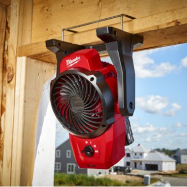 Click here to see Milwaukee 0820-20 Milwaukee M12 Dual-Power Jobsite Fan with 3-Speed Settings, AC Adapter Included (Tool Only) - 0820-20