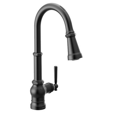 Click here to see Moen S72003EV2BL Moen Paterson Smart Motion Control Single-Handle Pull-Down Kitchen Faucet, Matte Black - S72003EV2BL