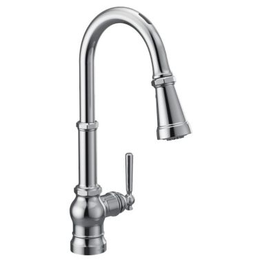 Click here to see Moen S72003EV2C Moen Paterson Smart Motion Control Single-Handle Pull-Down Kitchen Faucet, Chrome - S72003EV2C