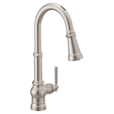 Click here to see Moen S72003EV2SRS Moen Paterson Smart Motion Control Single-Handle Pull-Down Kitchen Faucet, Stainless - S72003EV2SRS
