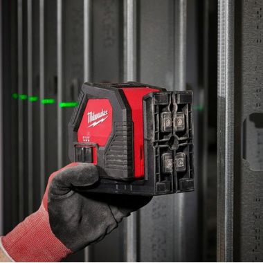 Click here to see Milwaukee 3421 Milwaukee Green Cross Line Laser with 100ft Working Range - 3421