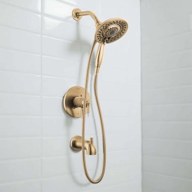 Click here to see Delta T17435-CZ-I Delta Saylor Monitor 17 Series Tub & Shower Trim with In2ition, Touch-Clean, 1.75 GPM, Champagne Bronze - T17435-CZ-I