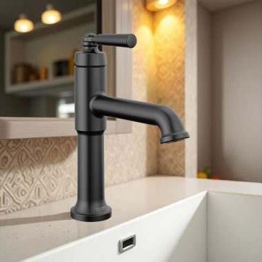 Click here to see Delta 536-BLMPU-DST Delta Saylor Single-Hole Bathroom Faucet With Metal Pop-Up Drain, Single Handle, DIAMOND Seal, ADA-Compliant, 1.2 GPM, Matte Black - 536-BLMPU-DST