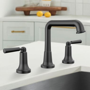 Click here to see Delta 3536-BLMPU-DST Delta Saylor Two Handle Widespread Bathroom Faucet, DIAMOND Seal, ADA, 1.2 GPM, Matte Black - 3536-BLMPU-DST