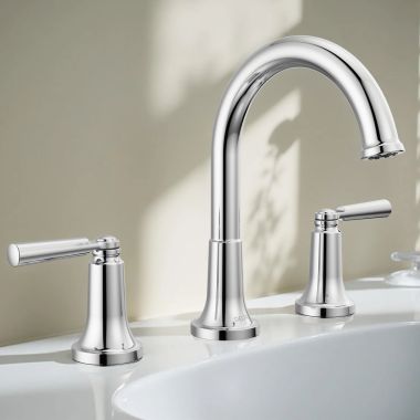 Click here to see Delta 3535-MPU-DST Delta Saylor Two Handle Widespread Bathroom Faucet with Metal Pop-Up Drain, DIAMOND Seal, 1.2 GPM, Chrome - 3535-MPU-DST
