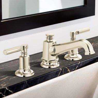 Click here to see  65378LF-PNLHP-ECO Brizo Invari Widespread Bathroom Faucet With Angled Spout, Less Handles, 1.2 GPM, Brilliance Polished Nickel - 65378LF-PNLHP-ECO