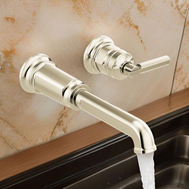 Click here to see Brizo T65776LF-PNLHP-ECO Brizo Invari Single-Handle Bathroom Faucet, Wall-Mount, Less Handle and Drain, 1.2 GPM, Brilliance Polished Nickel - T65776LF-PNLHP-ECO