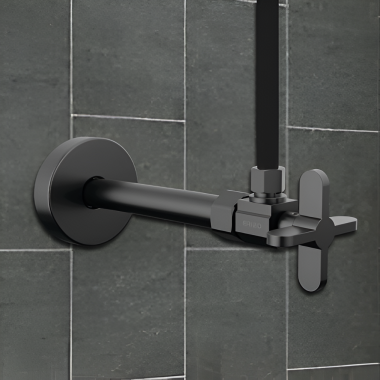 Click here to see Brizo BT022204-BL Brizo Odin Angled Supply Stop Valve w/ Cross Handle, Matte Black - BT022204-BL