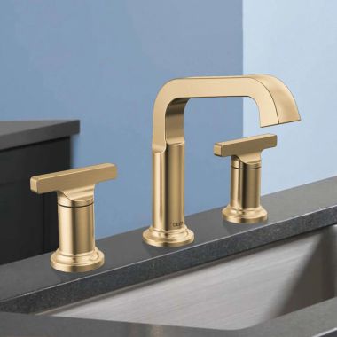 Click here to see Delta 35587-CZ-PR-DST Delta Tetra Widespread Bathroom Faucet, Two Handles, DIAMOND Seal, Lumicoat Champagne Bronze - 35587-CZ-PR-DST