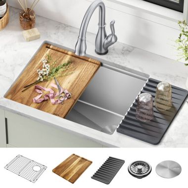 Click here to see Delta 95B9132-24SL-SS Delta Lorelai 24” x 19” x 12-1/2” Single Bowl Undermount Workstation Utility Sink Kit, Stainless Steel - 95B9132-24SL-SS