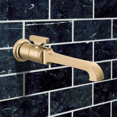 Click here to see Delta T3589LF-CZ-PR-WL Delta Single Handle Wall Mount Bathroom Faucet, 1.2 GPM, WaterSense, Lumicoat Champagne Bronze - T3589LF-CZ-PR-WL