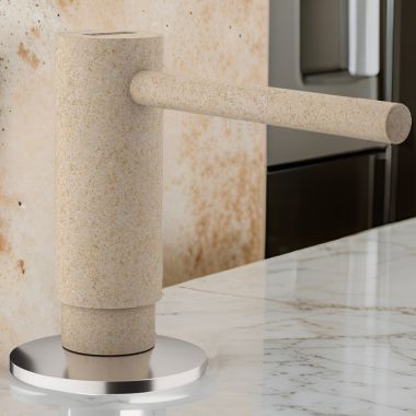 Click here to see Franke ACT-SD-CHA Franke Active 10oz Soap and Lotion Dispenser, Round, Deck Mount, Brass, Champagne- ACT-SD-CHA (119.0565.120)