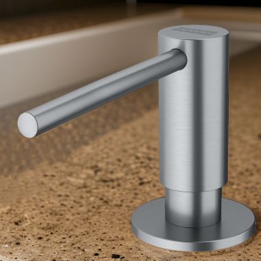 Click here to see Franke ATL-SD-316 Franke Atlas 11.5oz Soap and Lotion Dispenser, Round, Deck Mount, Stainless Steel - ATL-SD-316 (112.0625.483)