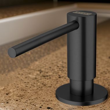 Click here to see Franke ATL-SD-IBK Franke Atlas 11.5oz Soap and Lotion Dispenser, Round, Deck Mount, Industrial Black - ATL-SD-IBK (112.0625.484)