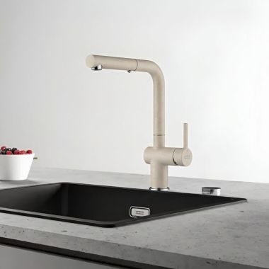 Click here to see Franke ACT-PO-CHA Franke Active Pull-Out Kitchen Faucet, Lever Handle, 1.75 GPM, ECO Cartridge, Champagne - ACT-PO-CHA (115.0656.852)