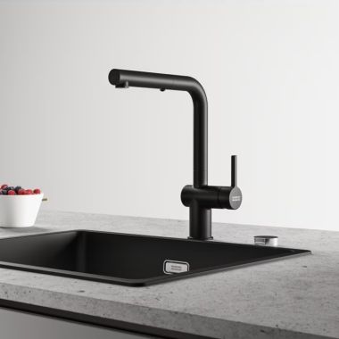 Click here to see Franke ACT-PO-MBK Franke Active Pull-Out Kitchen Faucet, Lever Handle, 1.75 GPM, ECO Cartridge, Matte Black - ACT-PO-MBK (115.0656.848)