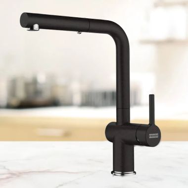 Click here to see Franke ACT-PO-ONY Franke Active Pull-Out Kitchen Faucet, Lever Handle, 1.75 GPM, ECO Cartridge, Onyx - ACT-PO-ONY (115.0656.849)
