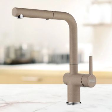 Click here to see Franke ACT-PO-OYS Franke Active Pull-Out Kitchen Faucet, Lever Handle, 1.75 GPM, ECO Cartridge, Oyster - ACT-PO-OYS (115.0656.853)