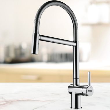 Click here to see Franke ACT-SP-CHR Franke Active Semi-Pro Kitchen Faucet, Lever Handle, 1.75 GPM, ECO. Cartridge, Polished Chrome - ACT-SP-CHR (115.0688.968)