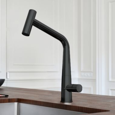 Click here to see Franke ICN-PO-MBK Franke Icon Single Handle Pull-Out Kitchen Sink Faucet, Lever Handle, 1.75 GPM, Matte Black - ICN-PO-MBK