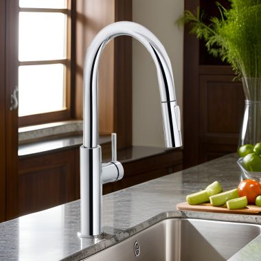 Click here to see Franke PES-PD-CHR Franke Pescara Single Handle High Arc Pull-Down Kitchen Sink Faucet, Lever Handle, 1.75 GPM, Polished Chrome - PES-PD-CHR