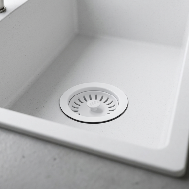 Click here to see Franke WD-900-PWT-BASKET Franke Colorline Basket Strainer Replacement for Disposer Flange, Polar White - WD-900-PWT-BASKET