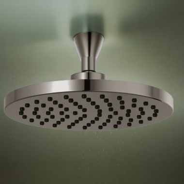 Click here to see Brizo 81398-BNX-2.5 Brizo Essential 10” Raincan Shower Head, Single-Function, Full Spray, 2.5 GPM, Brilliance Black Onyx - 81398-BNX-2.5