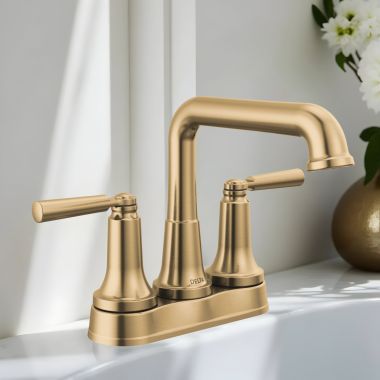 Click here to see Delta 2536-CZMPU-DST Delta Saylor Centerset Bathroom Faucet, Two Hadles, Metal Drain With Push-Pop, DIAMOND Seal, ADA-Compliant, 1.2 GPM, Champagne Bronze - 2536-CZMPU-DST