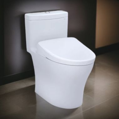 Click here to see Toto MW6464736CEMFGN#01 TOTO Aquia IV One-Piece Skirted Toilet w/ WASHLET+ (S7A), Elongated, Universal Height, 1.28/0.9 GPF, Cotton White - MW6464736CEMFGN#01
