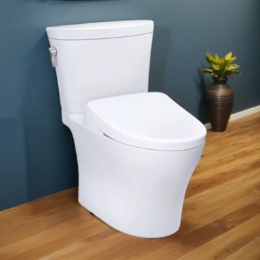 Click here to see Toto MW4484726CEMFGNA#01 TOTO Aquia IV Arc WASHLET+ Two-Piece Toilet with S7 Bidet Seat, 1.28/0.9 GPF, Auto-Flush, Cotton White - MW4484726CEMFGNA#01