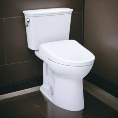 Click here to see Toto MW7864726CEG#01 TOTO Drake Transitional Two-Piece Toilet w/ WASHLET+ (S7), Elongated, Universal Height, 1.28 GPF, Cotton White - MW7864726CEG#01