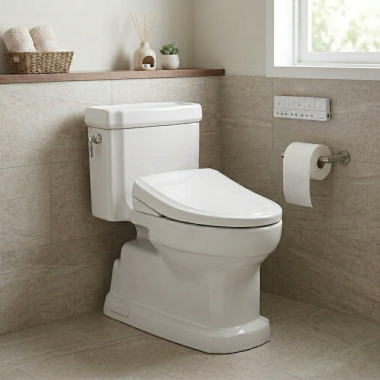 Click here to see TOTO USA INC CST974CEFGAT40#01 TOTO Guinevere One-Piece Elongated Toilet, Single Flush, 1.28 GPF, WASHLET+ and Auto Flush Ready, Cefiontect, ADA, Cotton White - CST974CEFGAT40#01