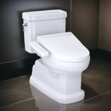 Click here to see Toto MW9743074CEFG#01 TOTO Guinevere WASHLET+ One-Piece Toilet with C2 Bidet Seat, 1.28 GPF, Cotton White - MW9743074CEFG#01