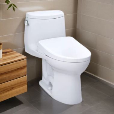 Click here to see Toto MW6044736CEFGA#01 TOTO UltraMax II WASHLET+ One-Piece Toilet with S7A Bidet Seat, Auto-Open/Close, 1.28 GPF, Auto-Flush, Cotton White - MW6044736CEFGA#01