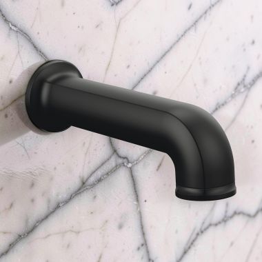 Click here to see Brizo 73506-BL Brizo Kintsu Wall Mounted Pull-Down Diverter Tub Spout, Solid Brass, 1/2-inch Connection Size, Matte Black - 73506-BL