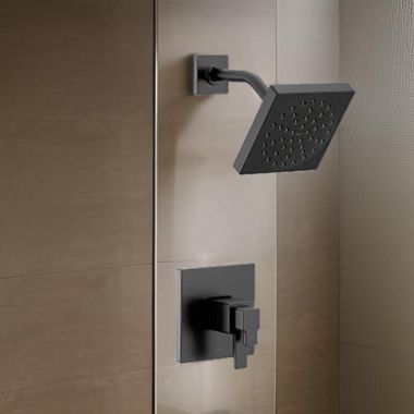 Click here to see Moen UTS4715EPBL Moen 90 Degree Eco-Performace Rainshower Faucet, Lever Handle, Single Function, M-Core 4, Thermostatic Cartridge, 1.75 GPM, Matte Black - UTS4715EPBL